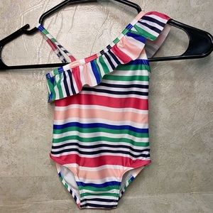 Swimsuit Baby Ruffled Shoulder One Piece Rainbow Bathing Suit